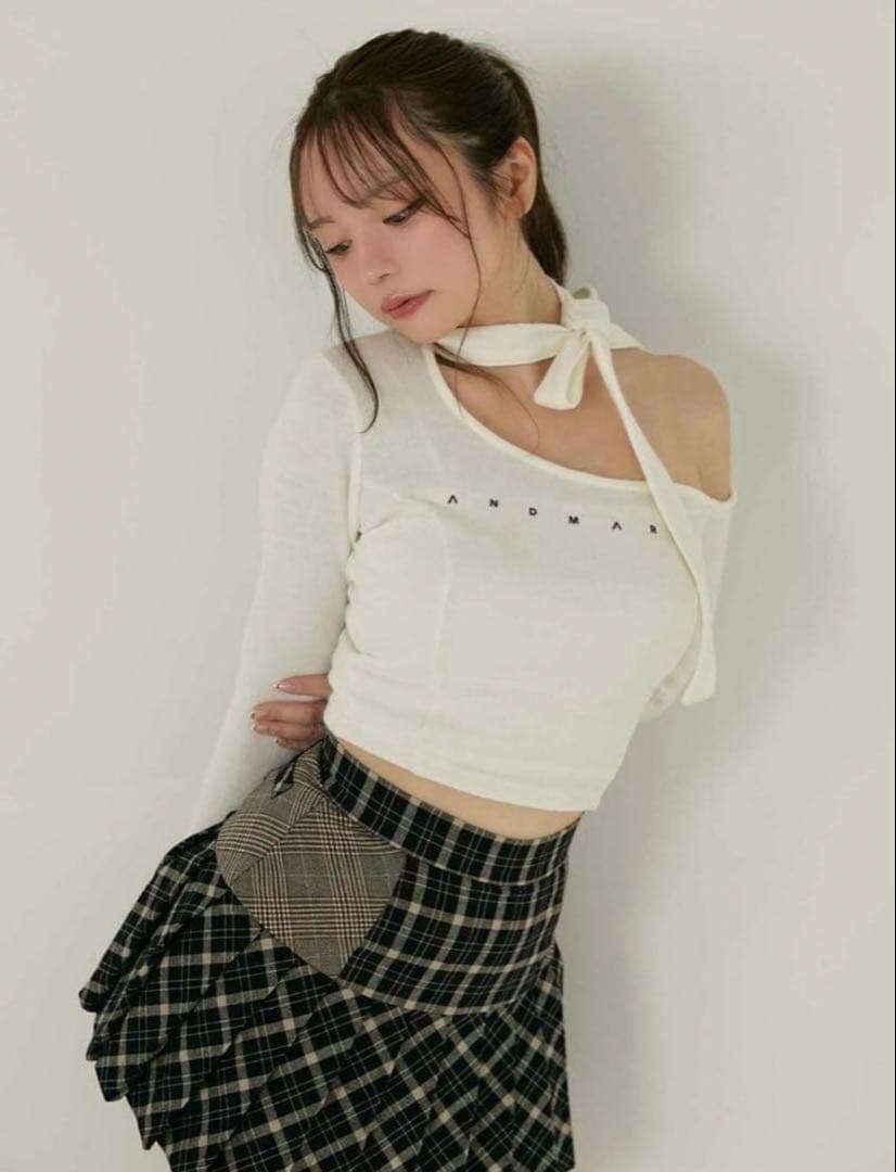 トップス andmary Nana ribbon oneshoulder tops