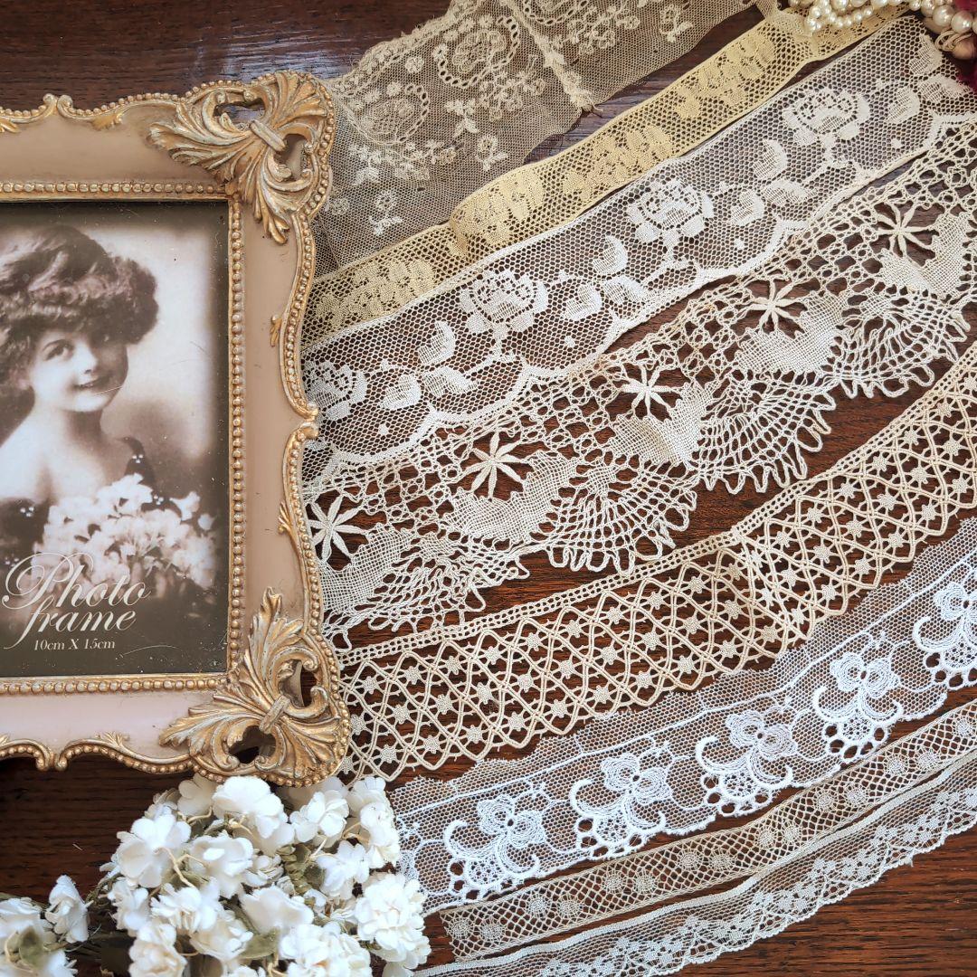 合計長さ約275cm 美しいフランスアンティークレース フランスチュール