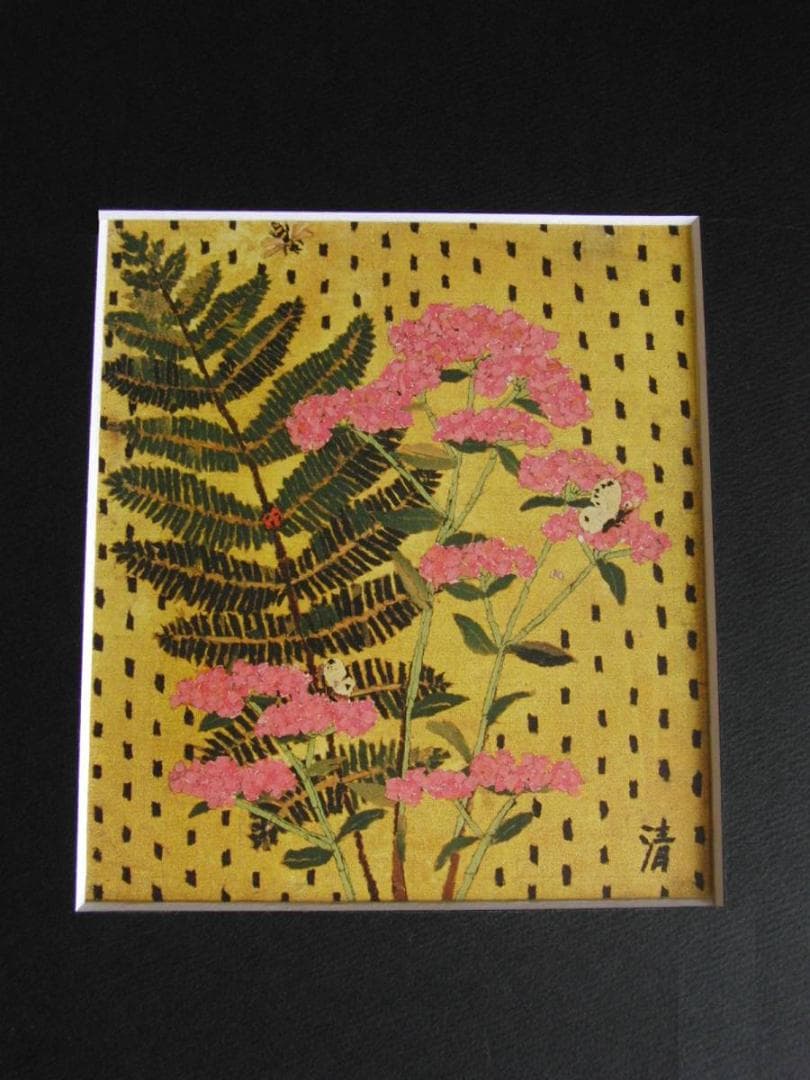 山下清、【シダに藤ばかま】、希少な額装用画集より、美品、日本人画家、新品額装付