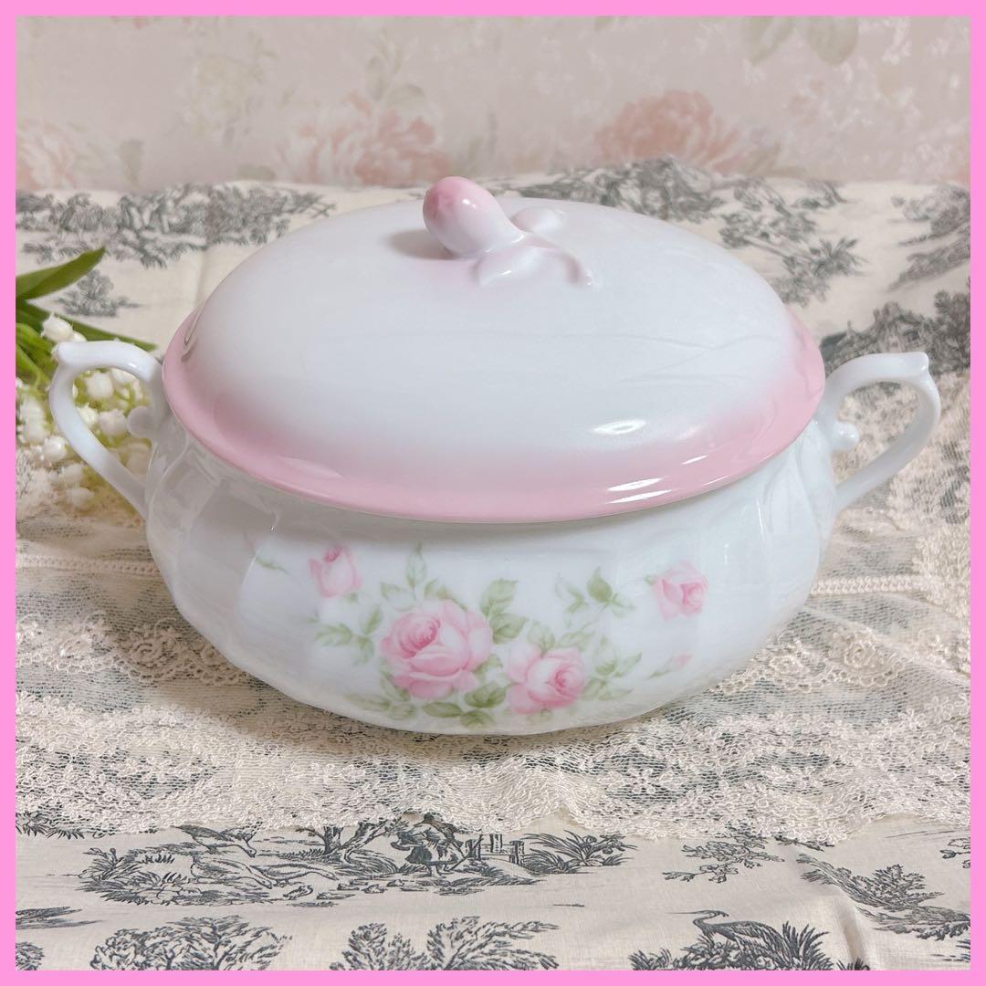 新品スープチューリン キャサリン柄プランドパリ陶器キャセロール/イマン マニー