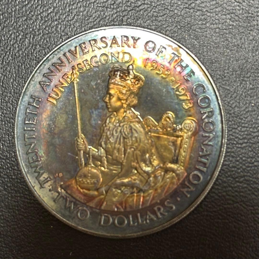 クック諸島 1973年 エリザベス2世戴冠20周年記念 2ドル銀貨 344 - メルカリ
