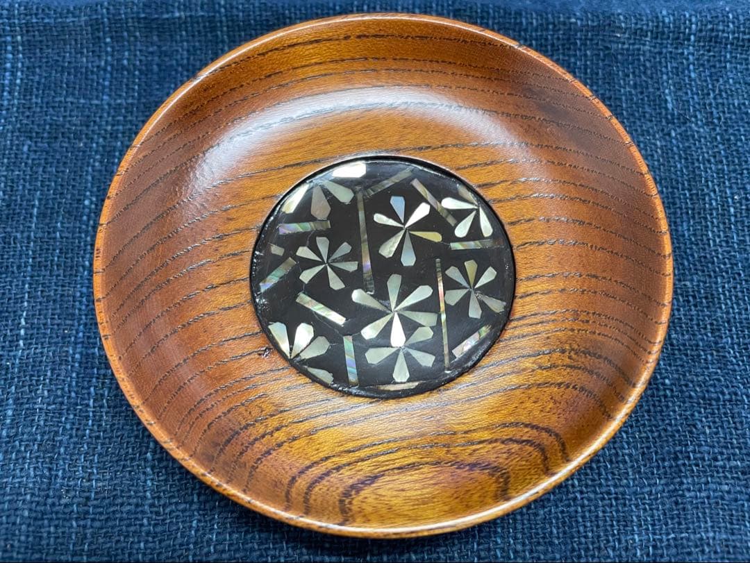 小島雄四郎さん 螺鈿 欅 小皿 茶托 5客セット