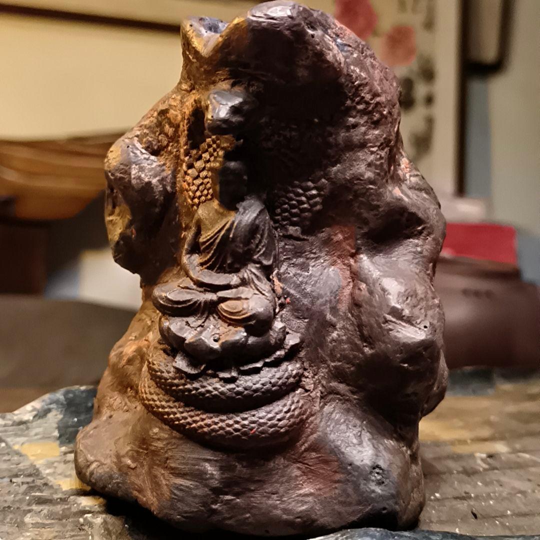 石像 石仏 釈迦牟尼仏 蛇仏 吉祥守護 鎮宅 禅意 置物 文