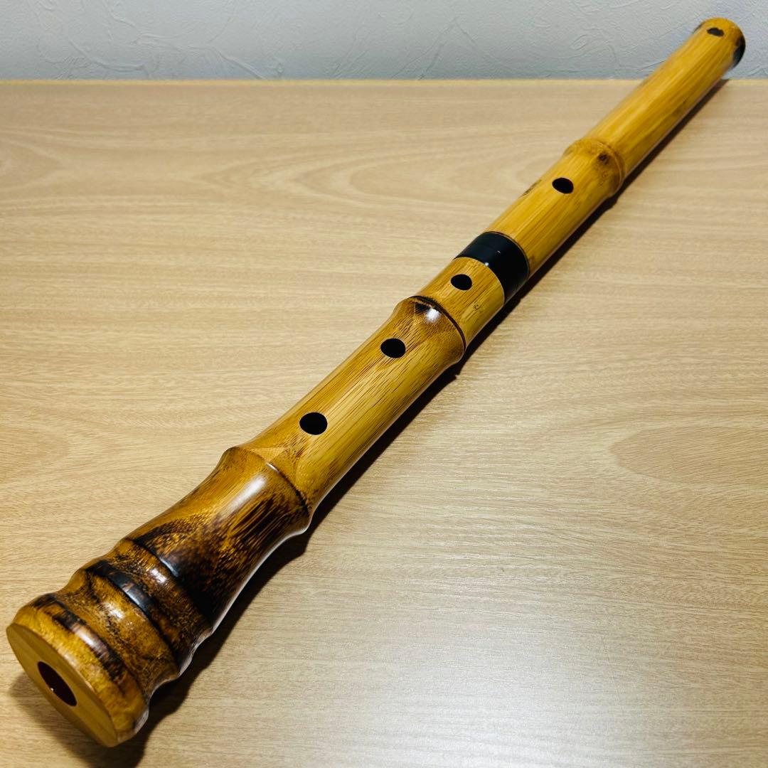 【現状品】胡蝶宝 尺八 合竹 曲管 節あり 焼印あり 琴古流 1.8尺