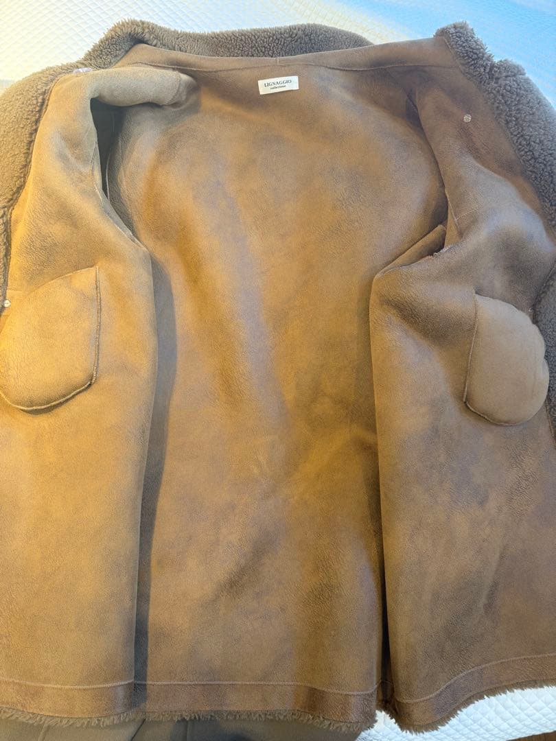 リナージオ LIGNAGGIO ボアコート ベア キャメル ブラウン フード S