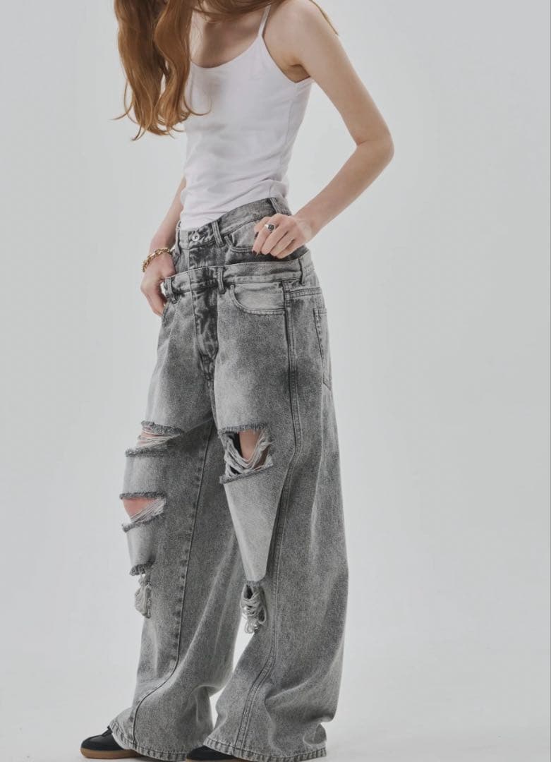 パンツ THETOE Lexington Double Belt Denim Pants