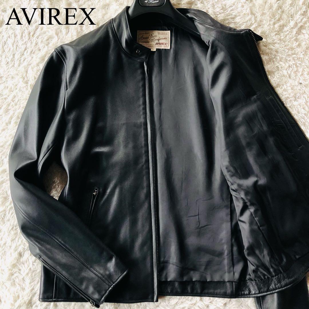 希少2XL✨現行モデル 美品 アヴィレックス 羊革ライダースジャケット ブラック