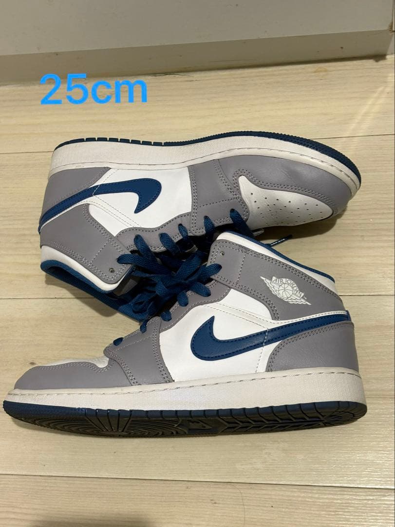 靴 NIKE AIR JORDAN 1MID true blue 25cm