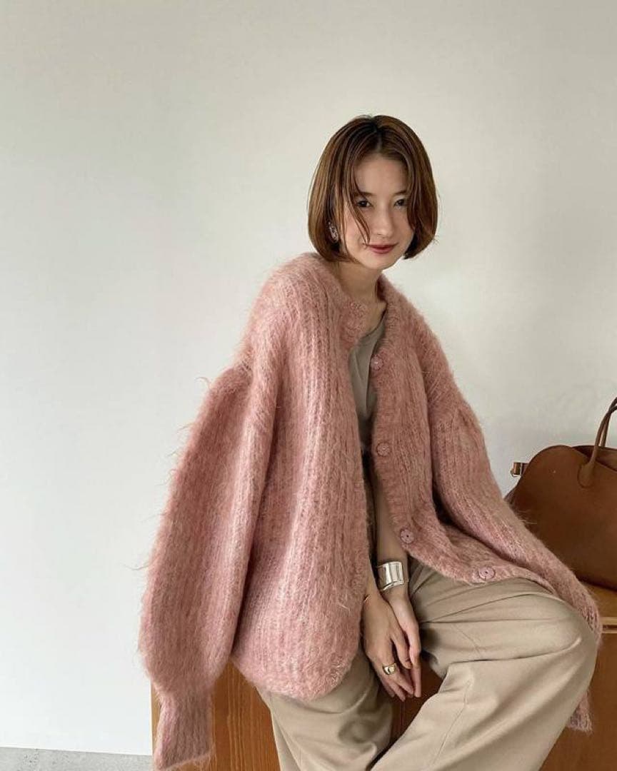 clane シャギーニットカーディガン