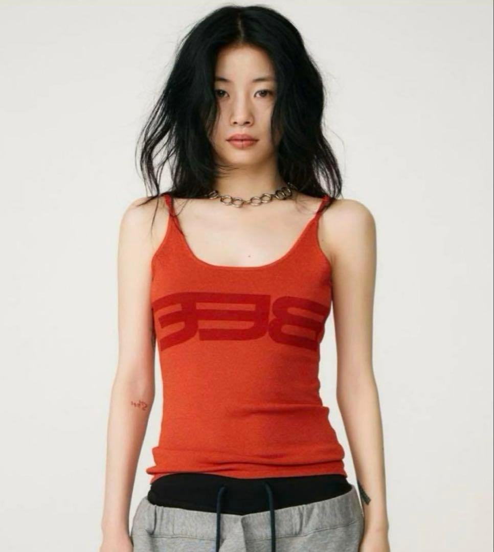 トップス BEEDEN PRINT BACK OPEN CAMISOLE GLAY