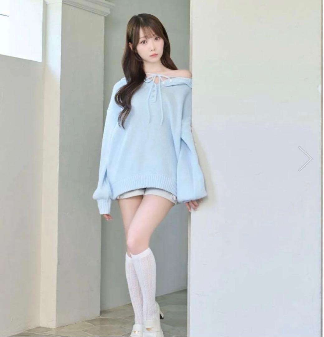 RoseMuse Mohair knit hoodie サックス