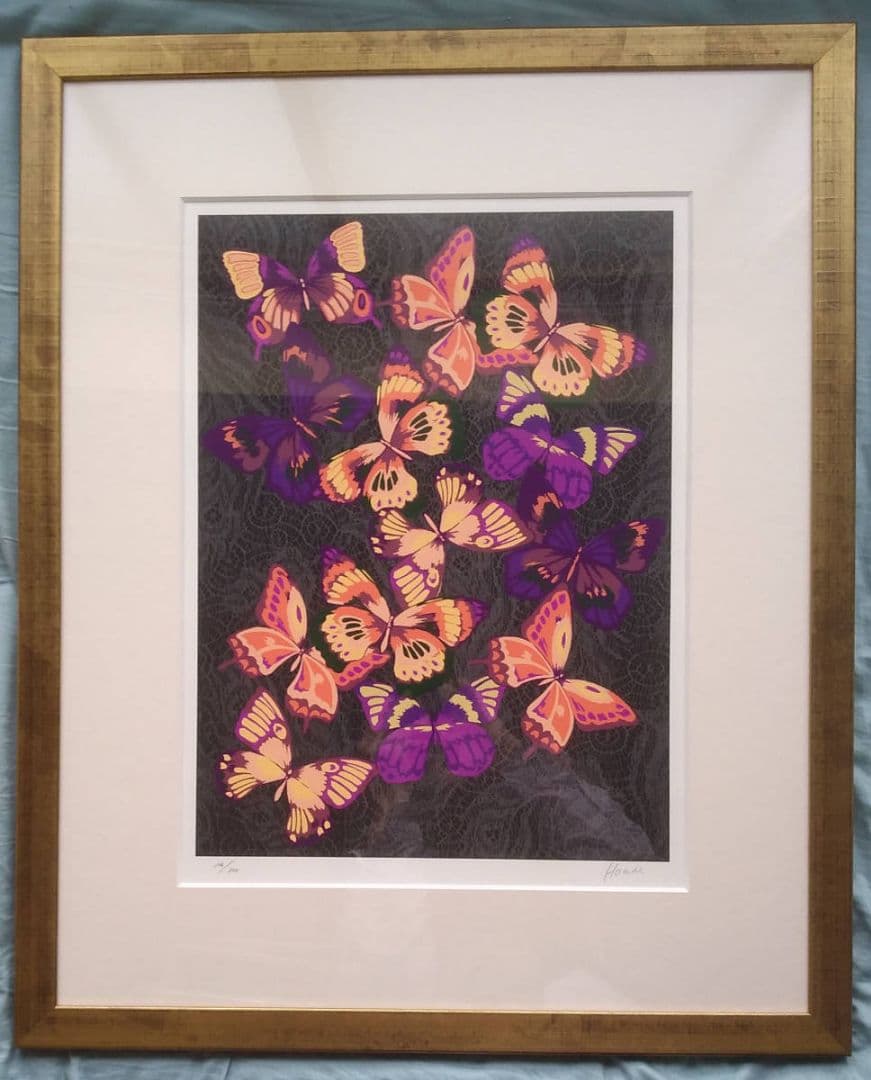 森英恵 オリジナルシルクスクリーン 蝶シリーズ 飛翔 額装 hanae mori