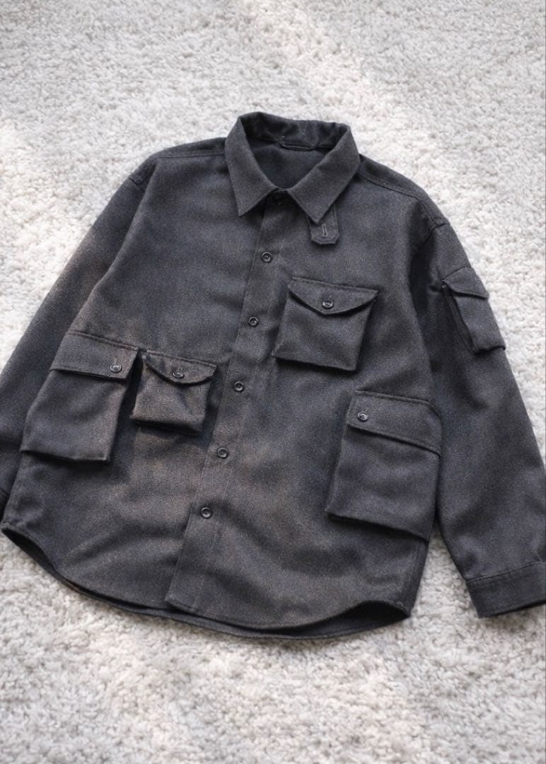 トップス MODMNT T/TWEED UTILITY CPO SHIRT GRY M