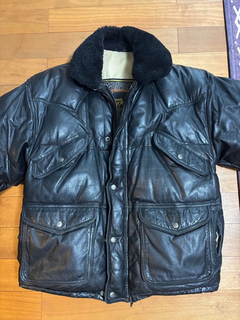 y*6様 Harley-Davidson ボア襟付きレザーダウンジャケット