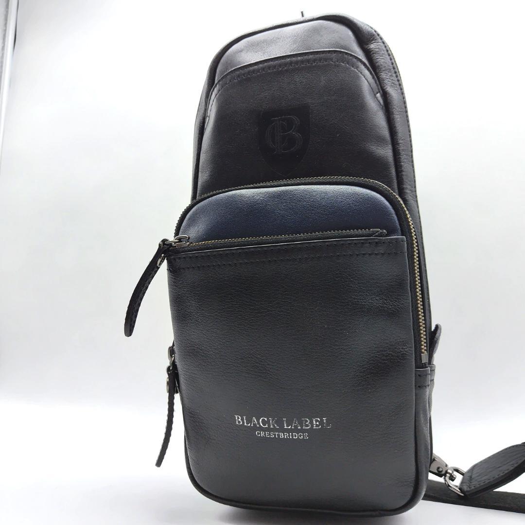 希少 ブラックレーベル クレストブリッジ ボディバッグ 斜め掛け 本革 肩掛け