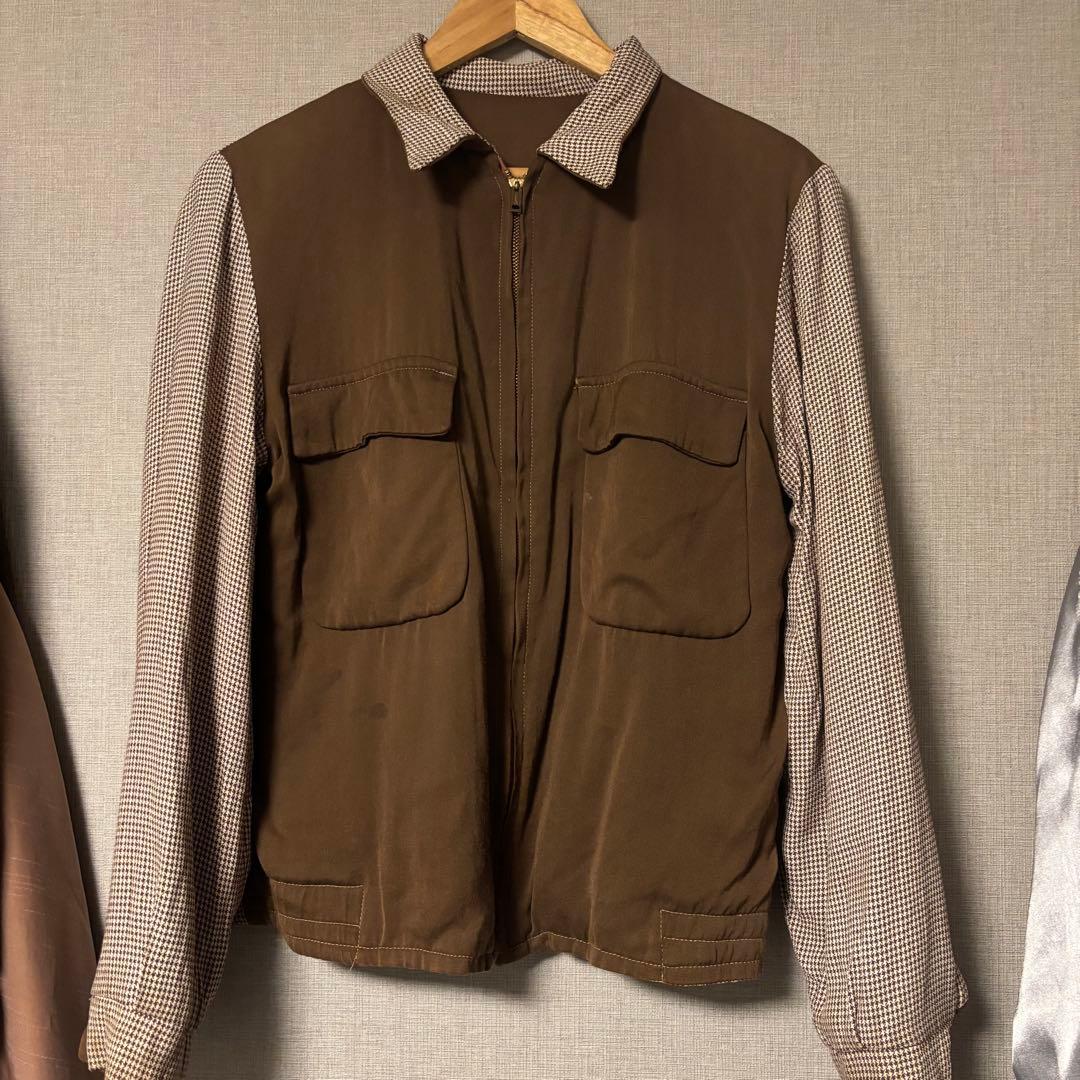 レーヨン ギャバジン ギャバジャン ツートン 千鳥格子 50s