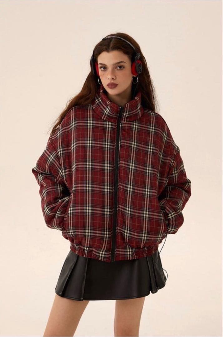 地底人オンライン リバーシブルカジュアルジャケット M チェック赤