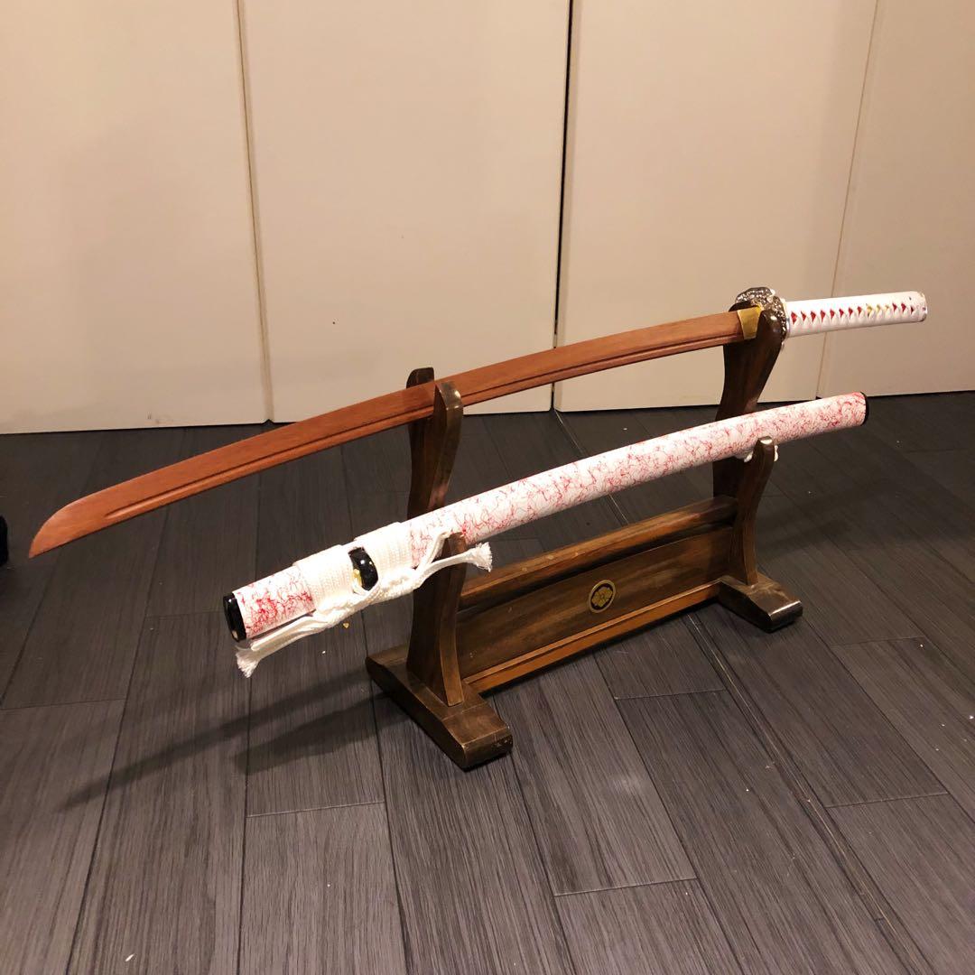 美品　本格模造刀　ローズウッド　木刀　鞘付き木刀　拵え　白拵え