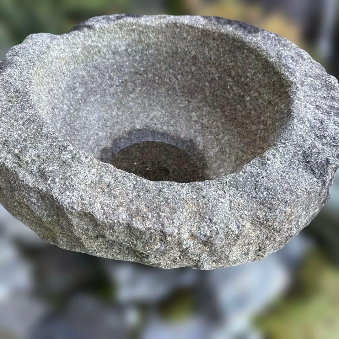 石製 円形水鉢　つくばい【たのメル便】
