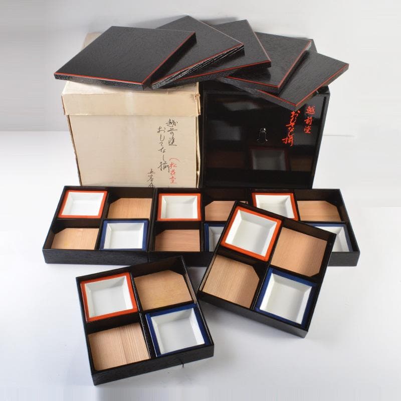 越前塗　松花堂　おもてなし揃　重箱　小皿　五客　N　5463A