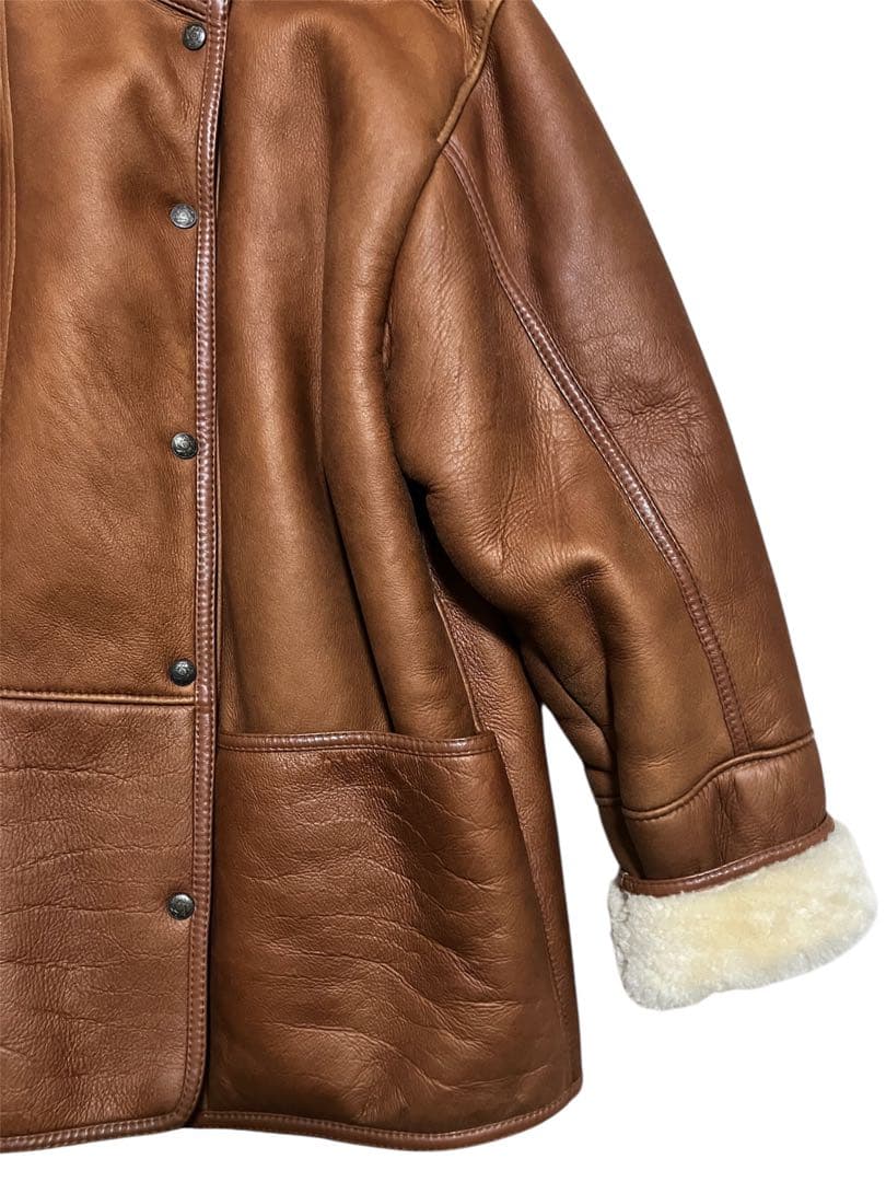 80s Eugene ムートンコート ハイネック ボアジャケット 羊革 - メルカリ