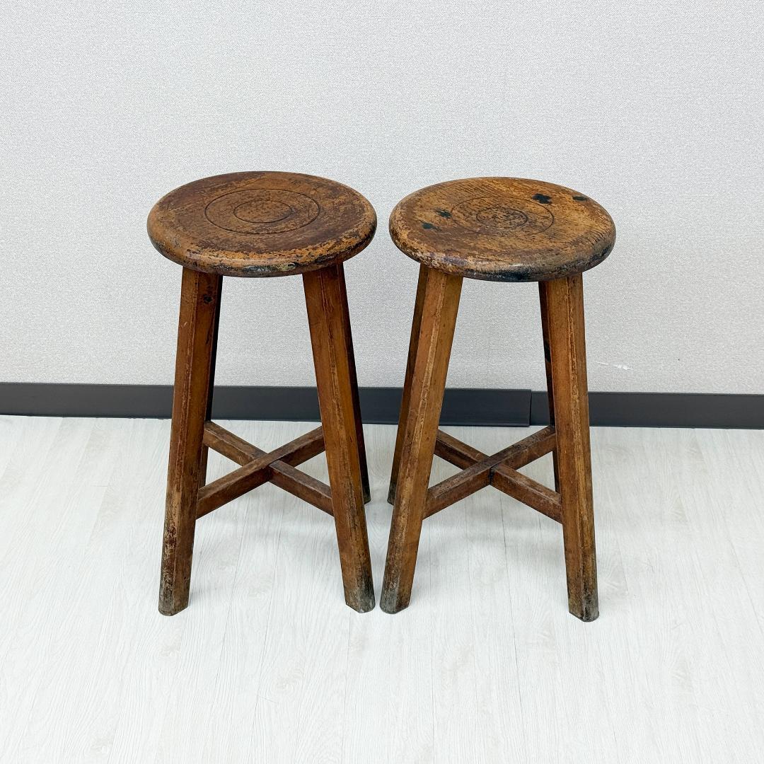 昭和レトロ 木製 丸椅子 2個セット 楽天市場】アンティーク ウッドスツール ミニスツール 椅子 丸椅子