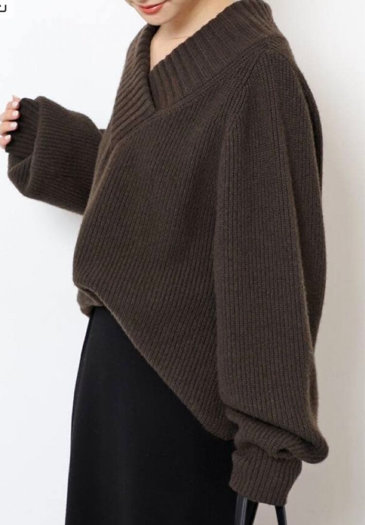 ドゥーズィーエムクラスVネックブラウン Deuxieme Classe（ドゥーズィエムクラス） Vネックニット FREE