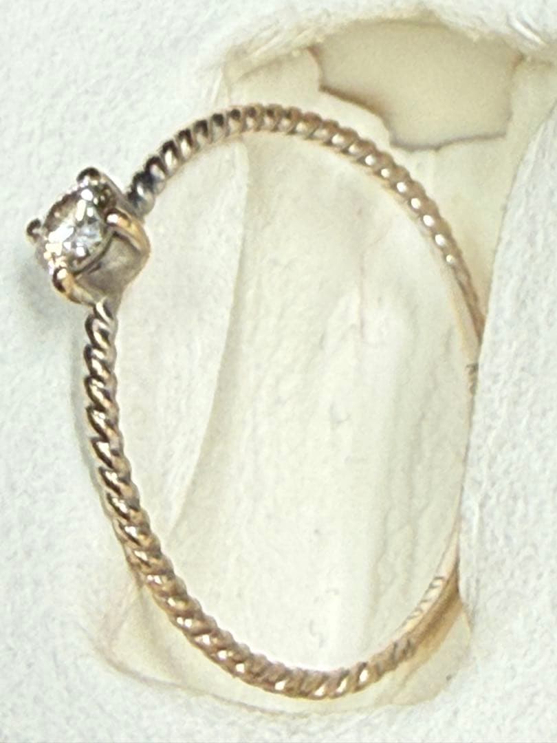 K10WG ダイヤリング 0.6g 0.10ct 9号