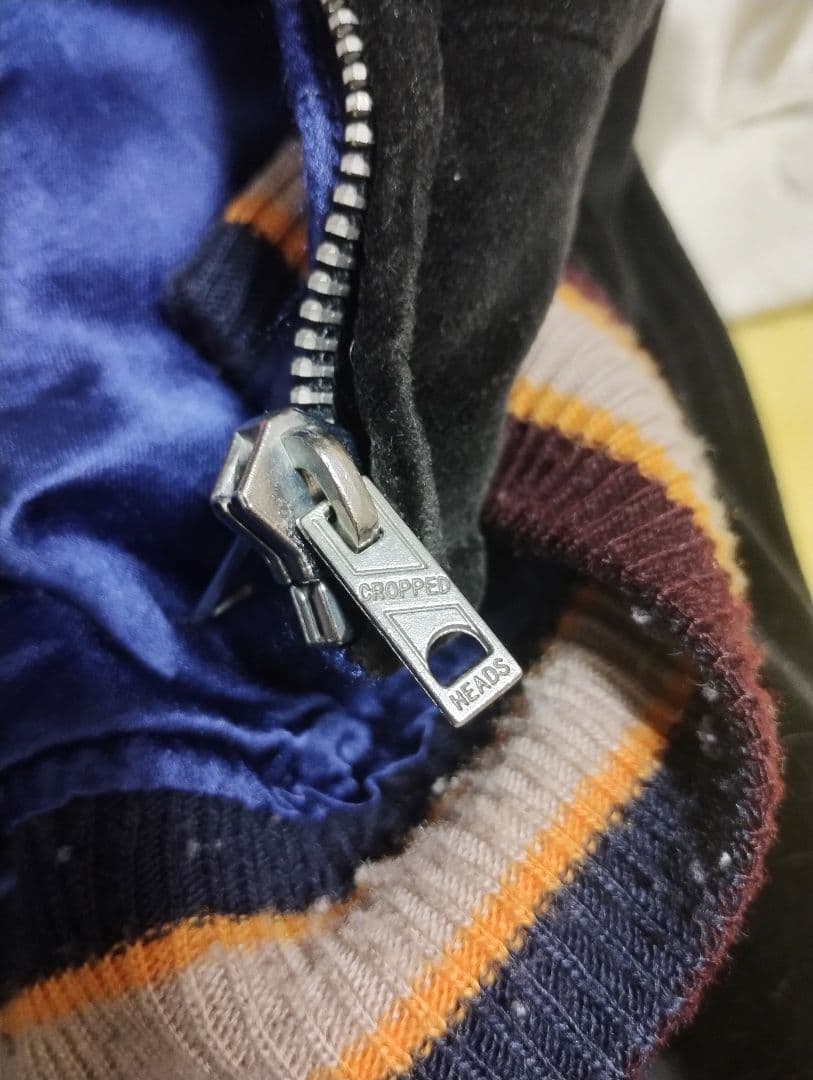 値下げ】CROPPED HEADS スカジャン 黒 刺繍 別珍 花札