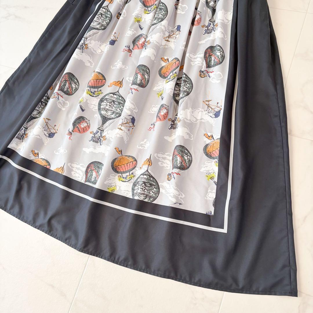 美品✨《ビアズリー 》気球　サテン　ロングスカート　ウエストリブ