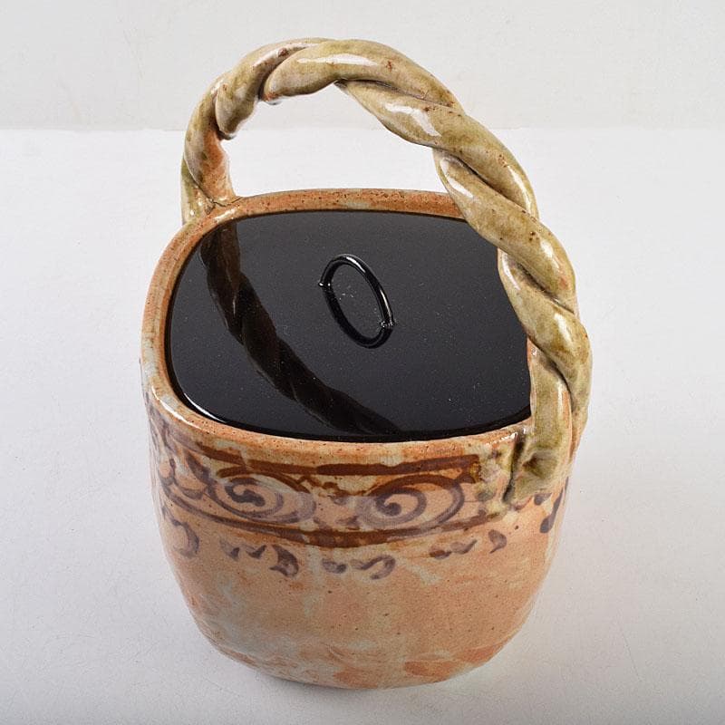 茶道具 御深井焼 手付水指 銘「柳水」 藪内流透月斎極め