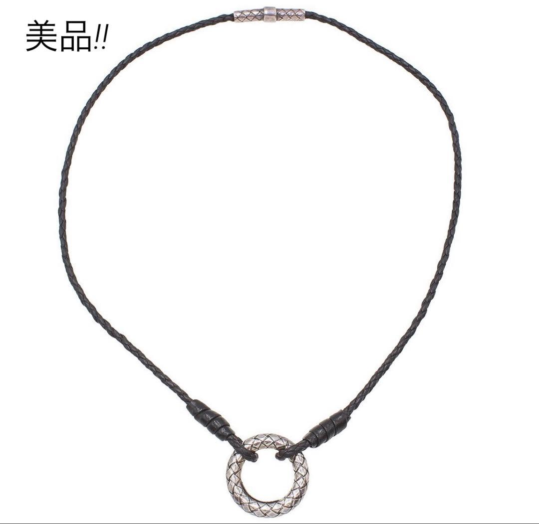 R2965 美品 ボッテガヴェネタ イントレチャート レザー ネックレス R2965 美品 ボッテガヴェネタ イントレチャート レザー ネックレス