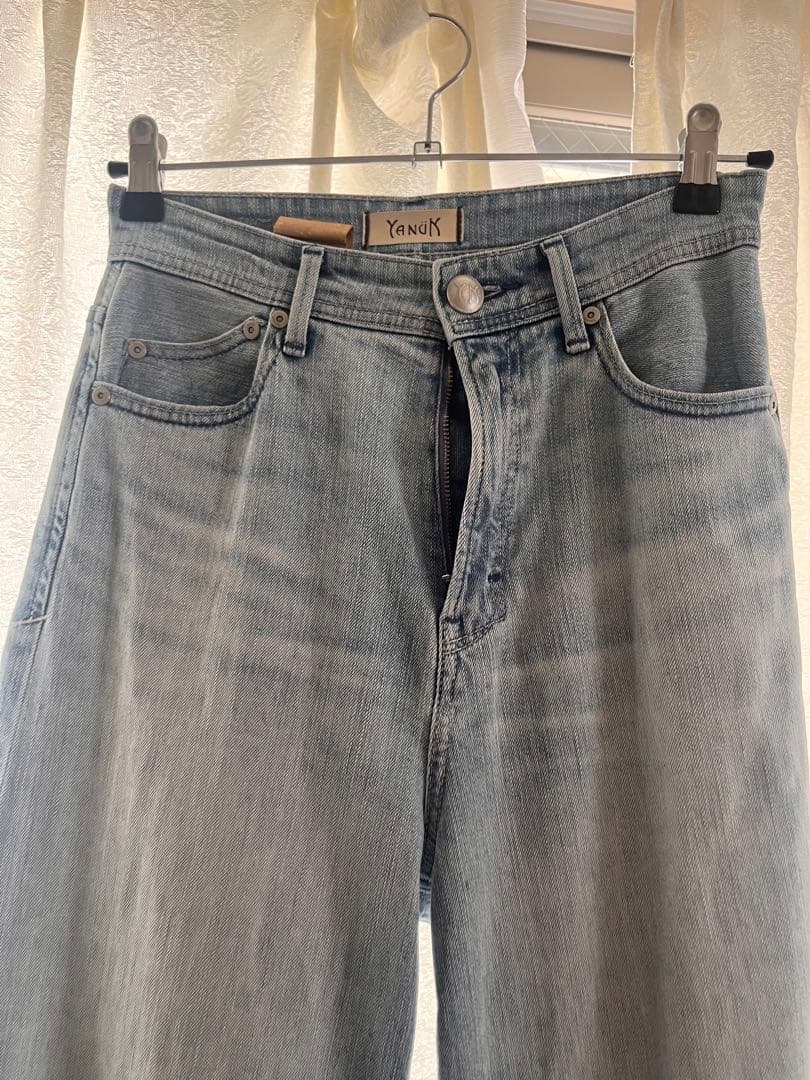 数回着用汚れなし✨ヤヌーク ワイド フレア デニムパンツ 23