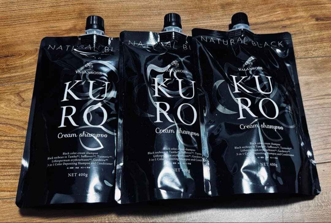 バランローズ KUROクロクリームシャンプー ナチュラルブラック400g 3個