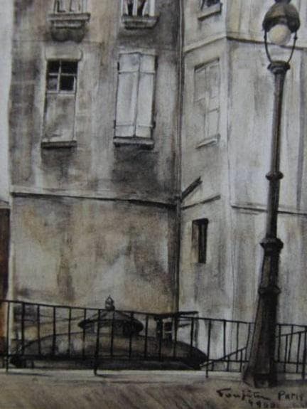 藤田嗣治、【フルール河岸 ノートルダム大聖堂】、希少画集画、新品