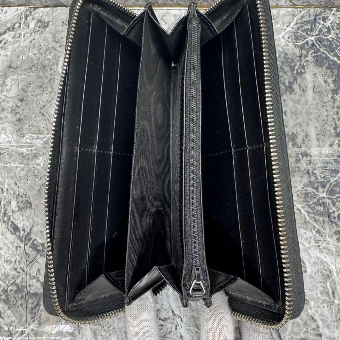 極美品✨グッチ 長財布 ラウンドファスナー GGスプリーム PVC 蛇 レザー黒