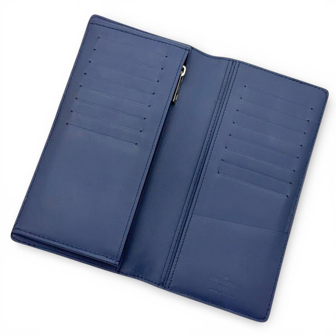 鑑定済 ルイヴィトン LVアエログラム ポルトフォイユ ブラザ ネイビー