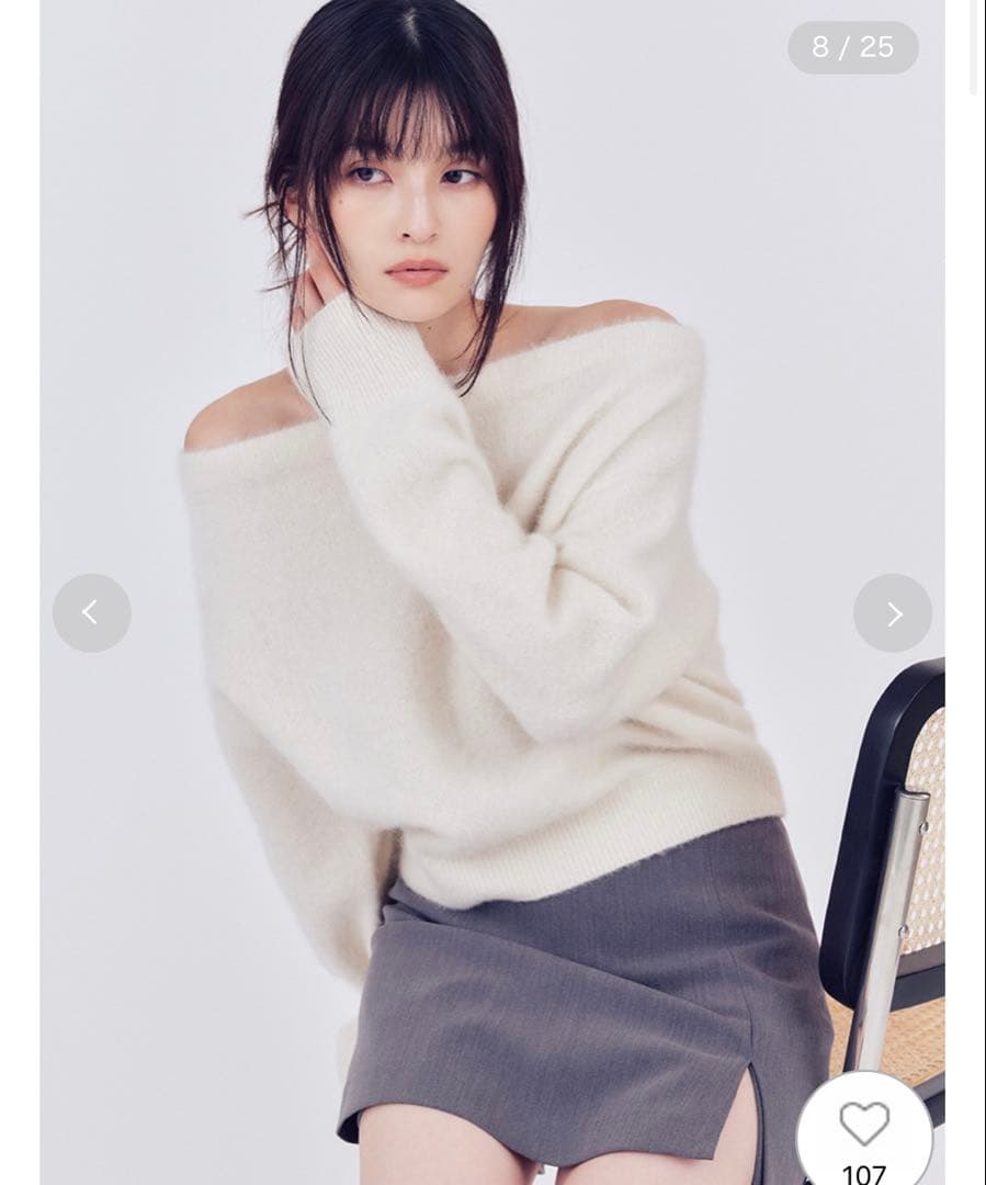 【最終】FRAY I.D フォックスカシミアオフショルニットトップス