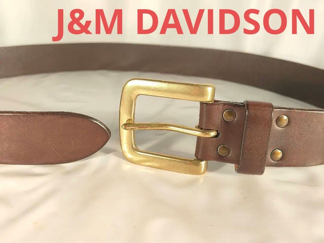 【美品】J&M DAVIDSON イタリア製 高級ドレスベルト 厚本革/正規品