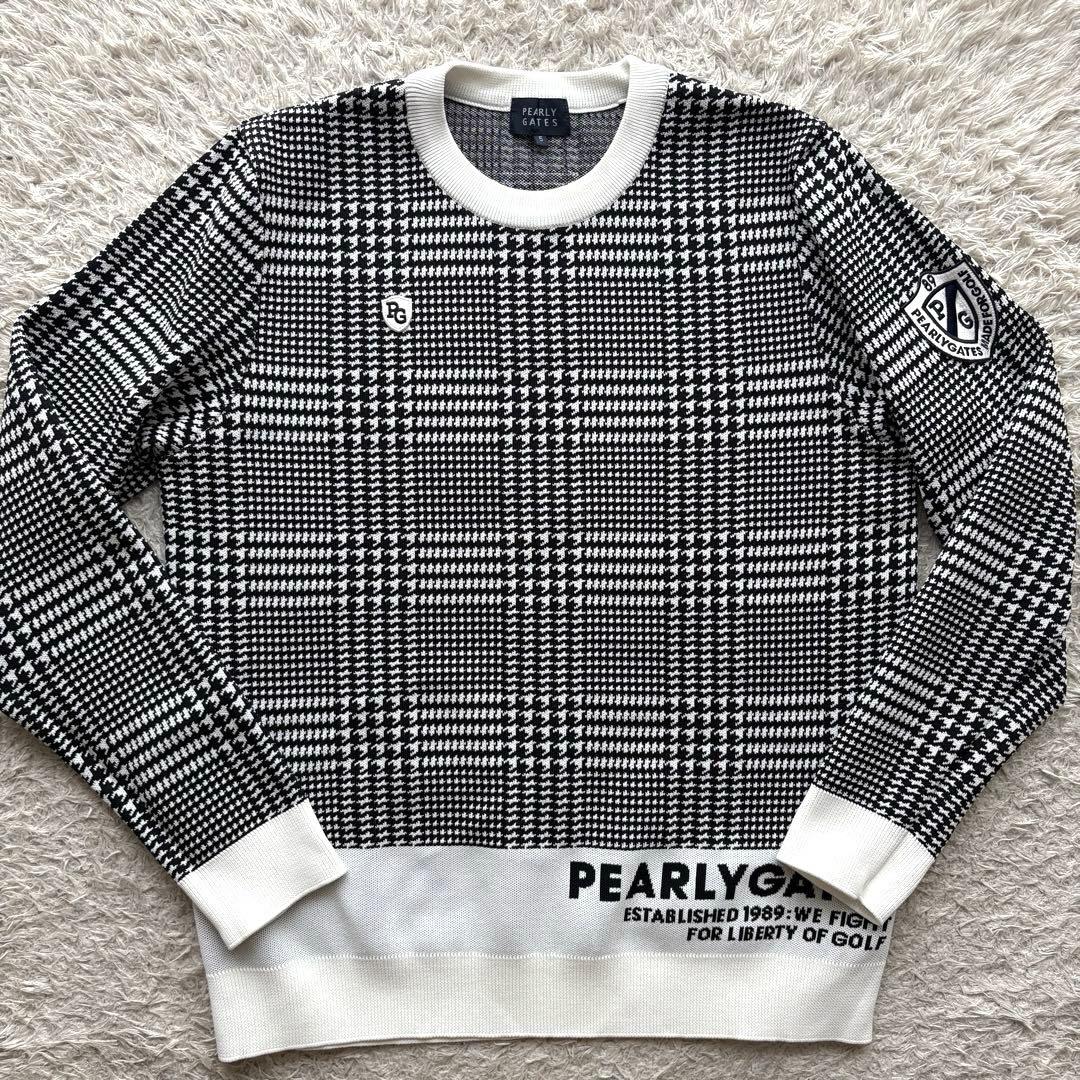 ☆美品☆ PEARLY GATES ストレッチ ニット グレンチェック Lサイズ