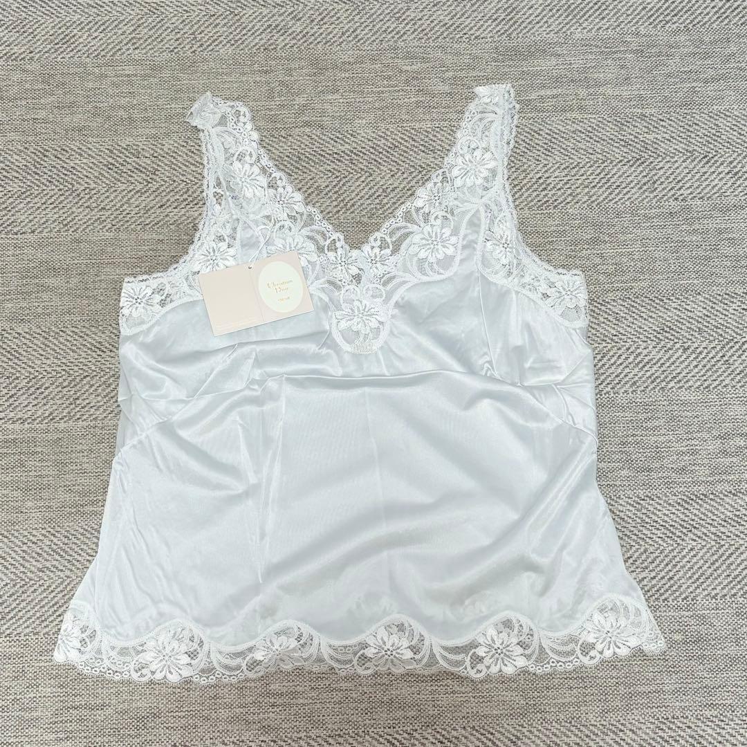 美品　Christian Dior レースキャミソール　ライトブルー