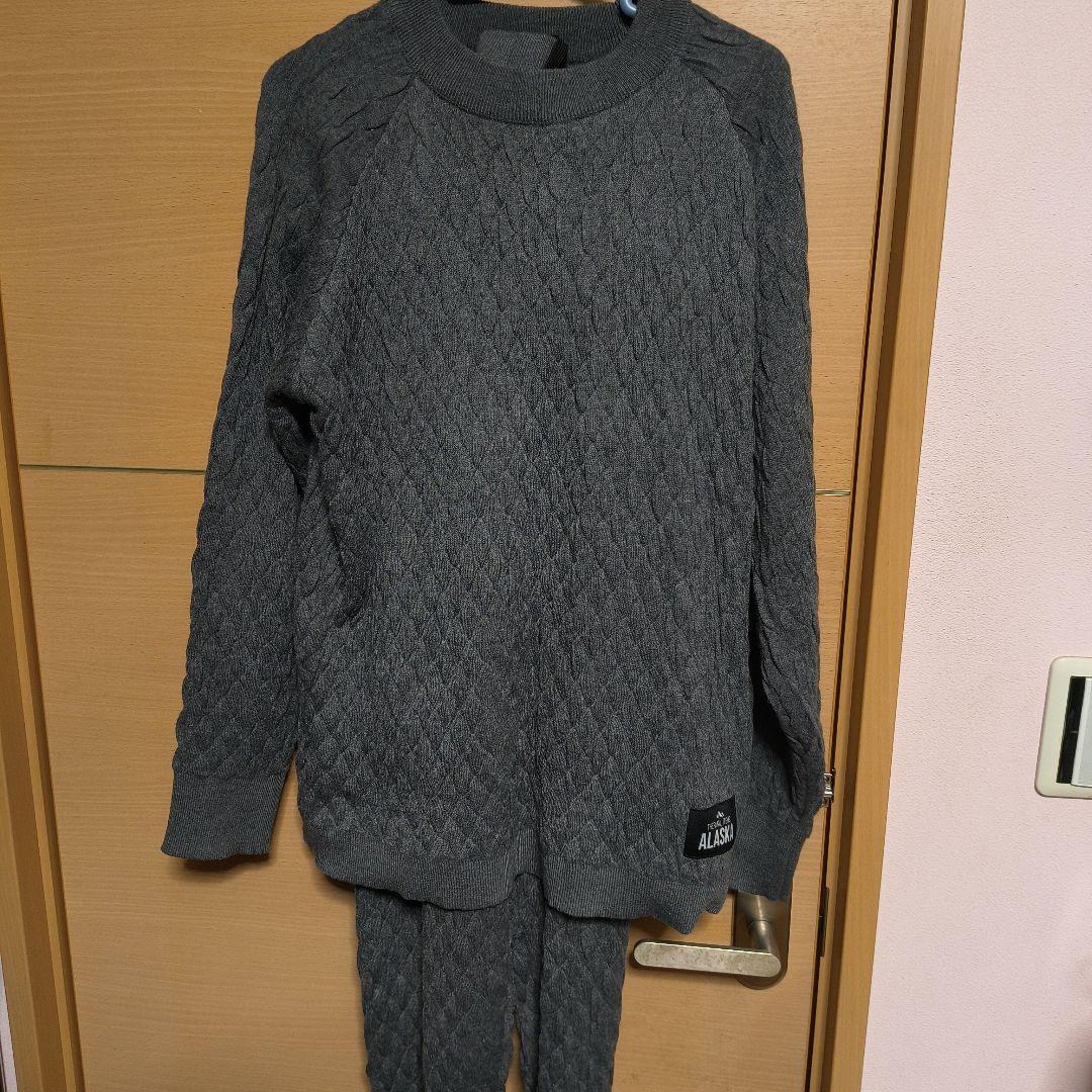 ALASKA アラスカ　ニット パジャマセット グレー　防寒　男女兼用 Amazon | [SU-ZI] 防寒パジャマ アラスカ ニット ルームウェア