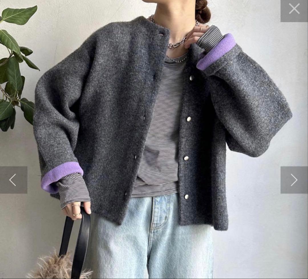 DOUDOU ダブルフェイスニットショートコート