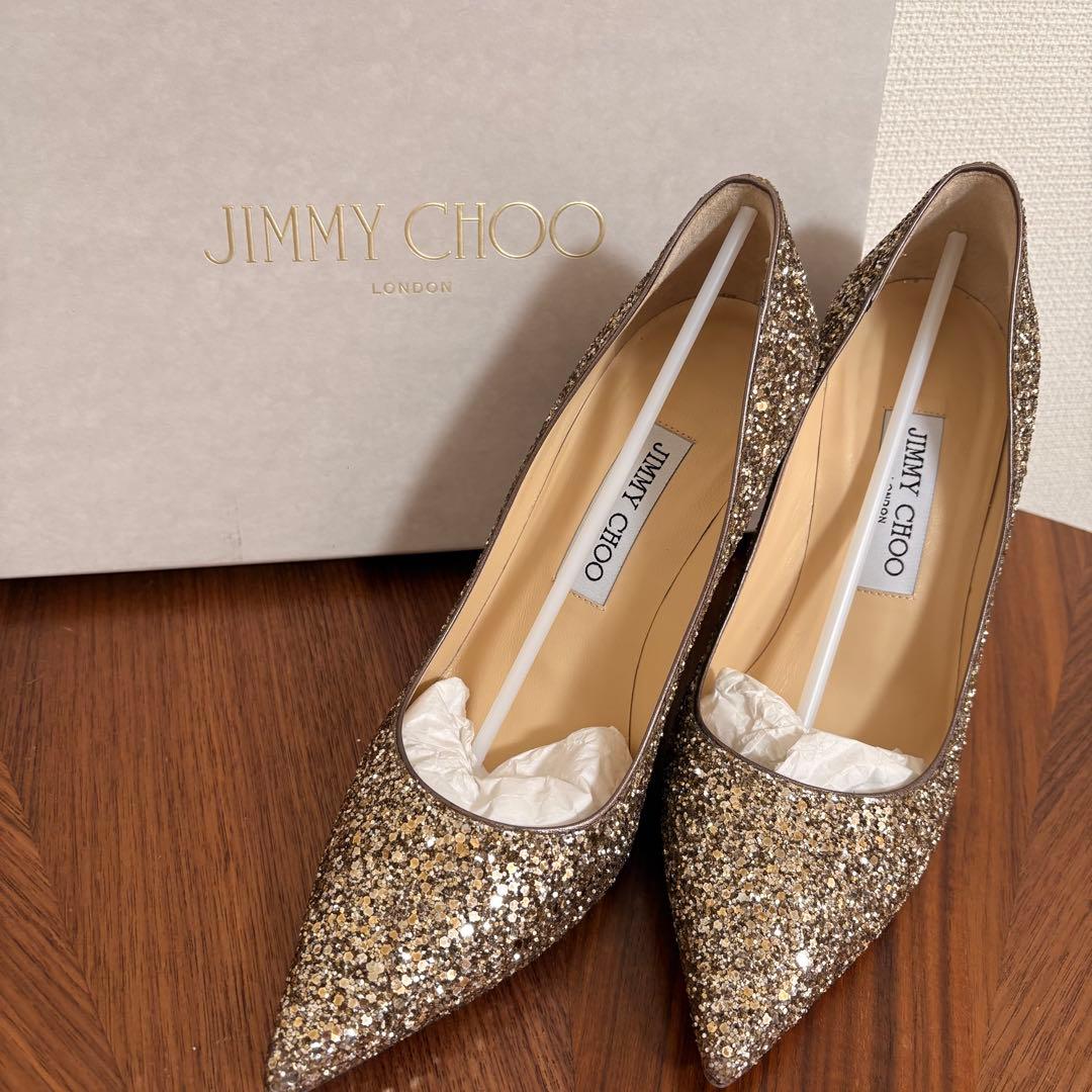 chipi様【美品】JIMMY CHOO アンティークゴールド グリッター 中古・古着通販】JIMMY CHOO (ジミーチュウ) グリッターパンプス