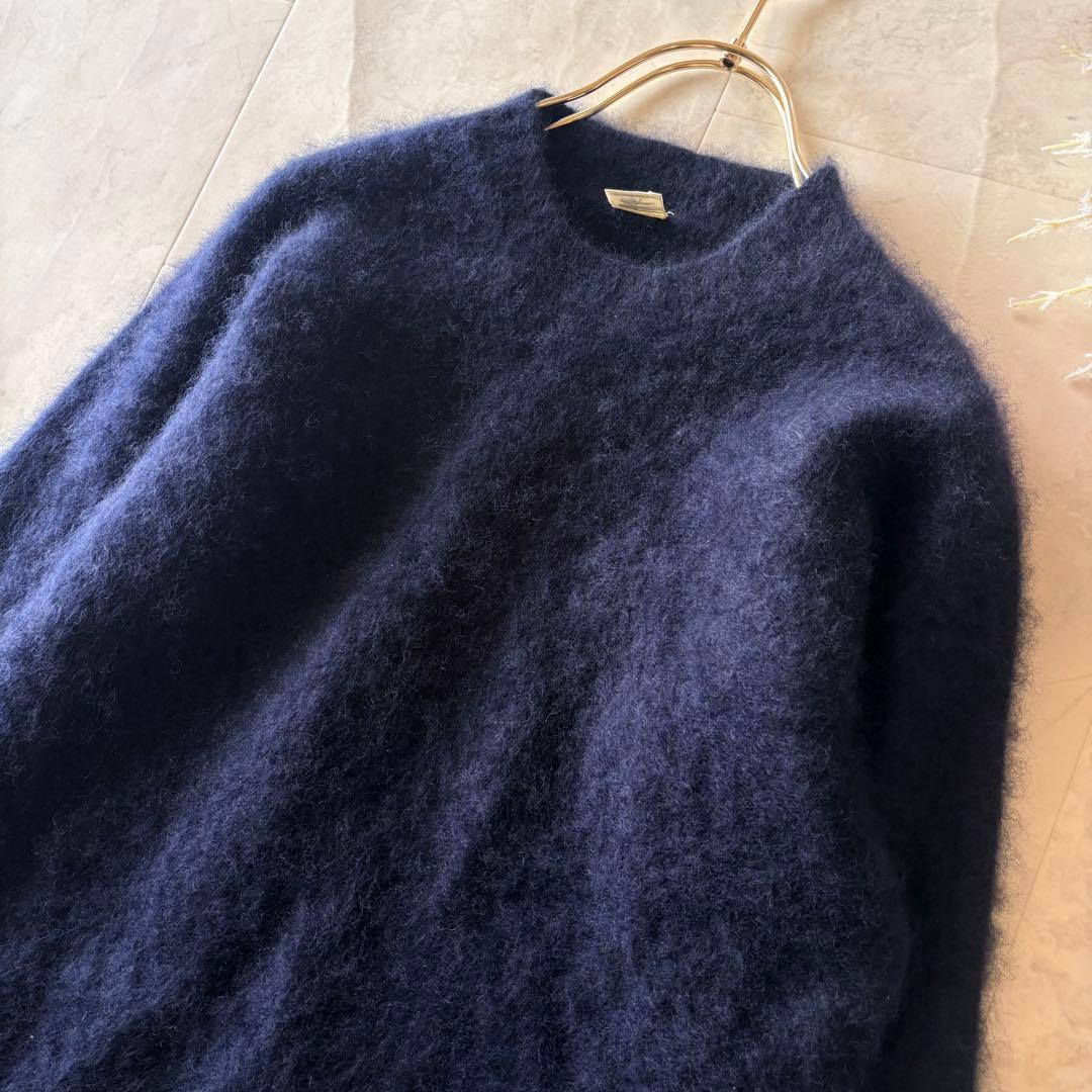 NO.5-138 Ronherman カシミヤ100 モヘアニット　長袖　S 紺
