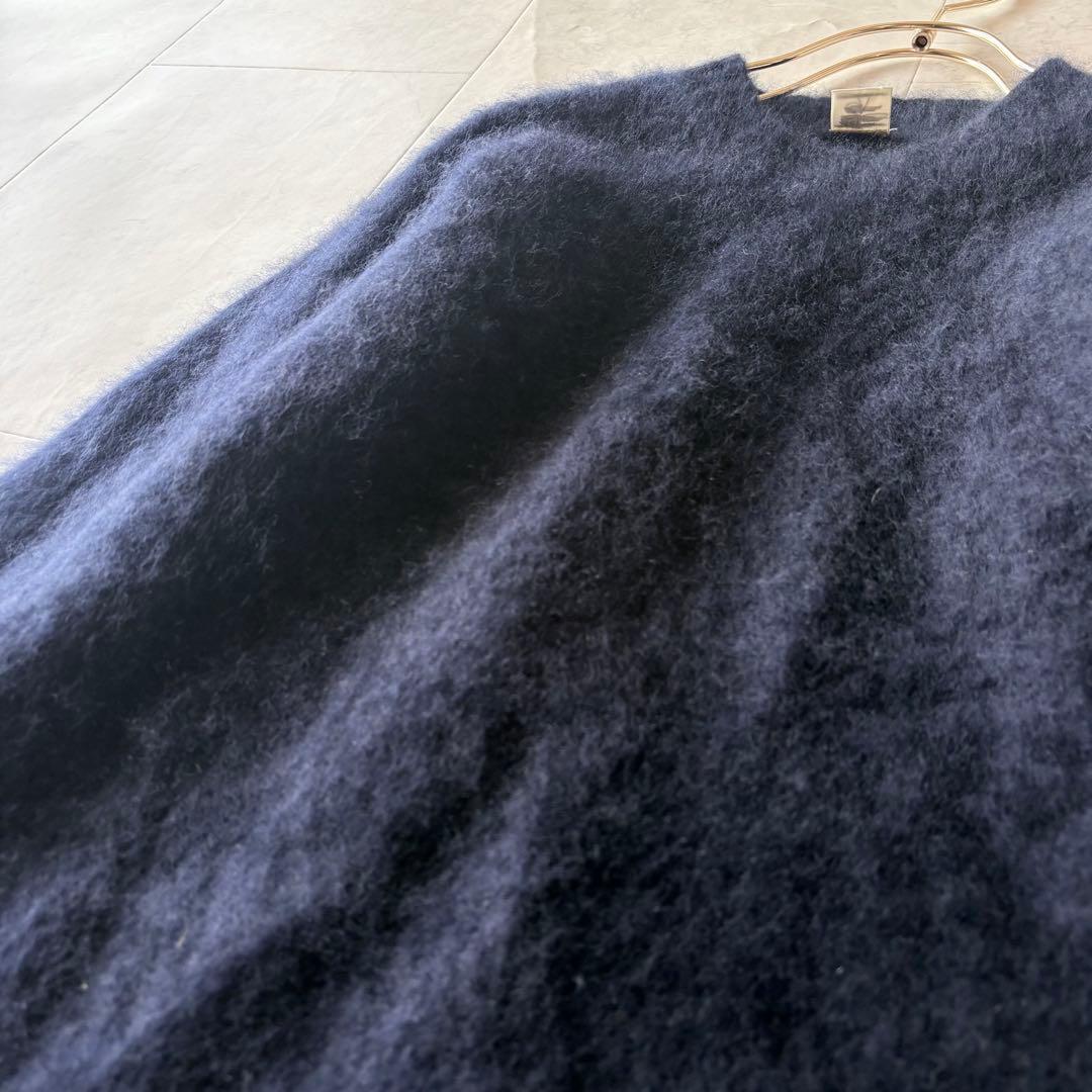 NO.5-138 Ronherman カシミヤ100 モヘアニット　長袖　S 紺