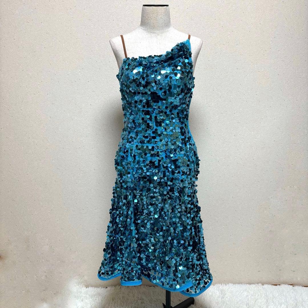 TAKA DANCE 社交ダンス ドレス Mサイズ スパンコール ライトブルー
