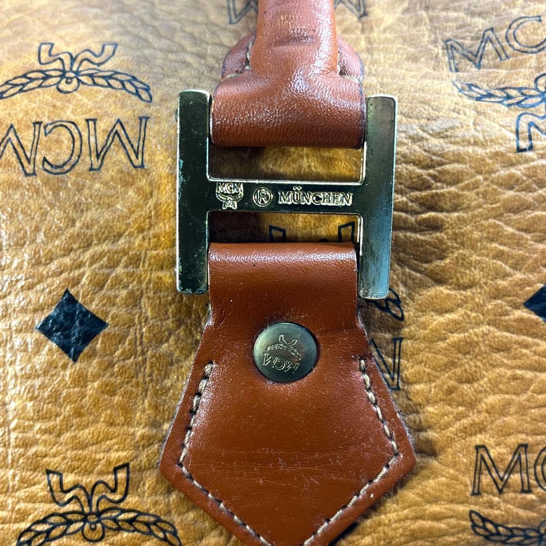 MCM ボストンバッグ ヴィセトス 総柄 ハンドバッグ キャメル PVC×本革