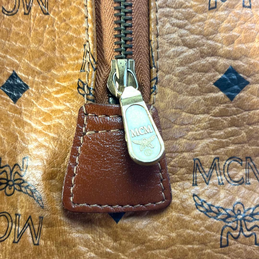 MCM ボストンバッグ ヴィセトス 総柄 ハンドバッグ キャメル PVC×本革