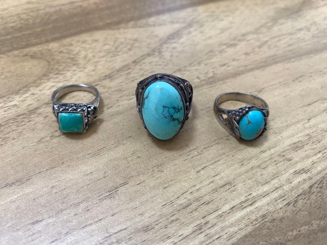 ターコイズ シルバー925リング 3点セット